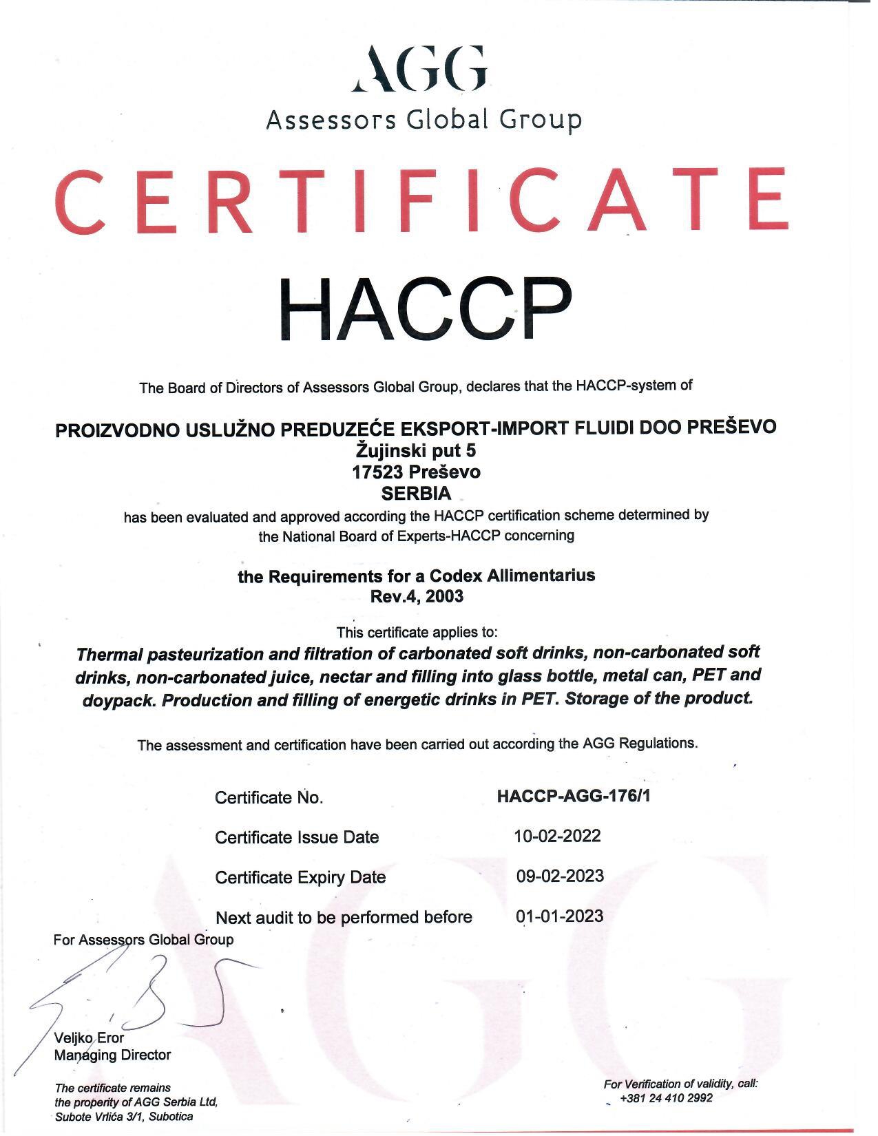 HACCP Certificate